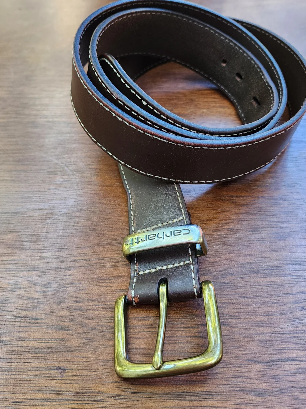 🔥Carhartt Men's Brown Leather Jean Belt Brass Buckle 52 From Keeper🔥